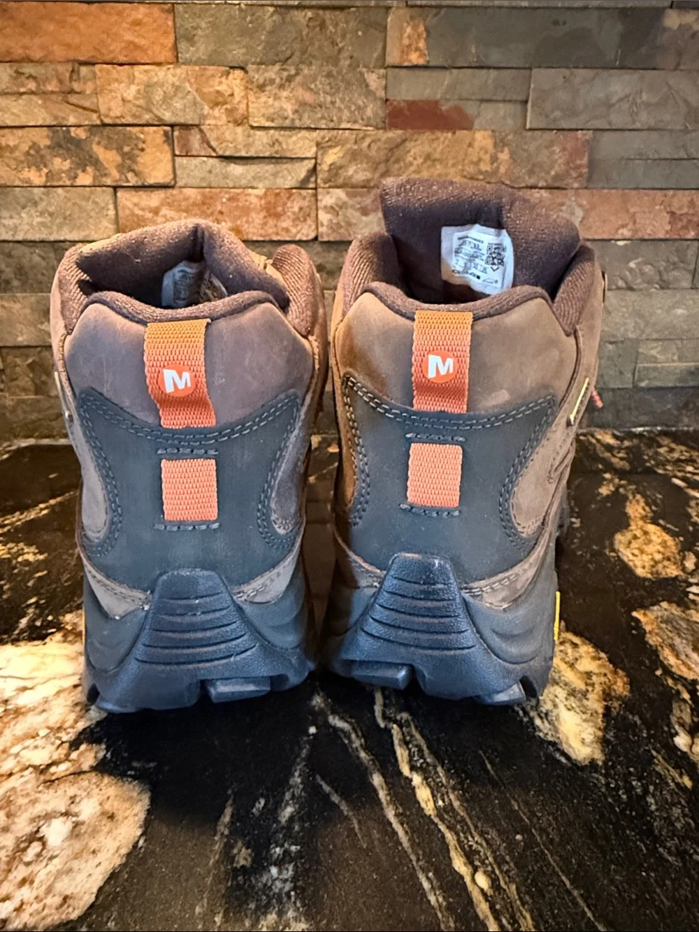 Men’s MERRELL Brown Hiking Boots with Orange Laces - Waterproof Trail Shoe